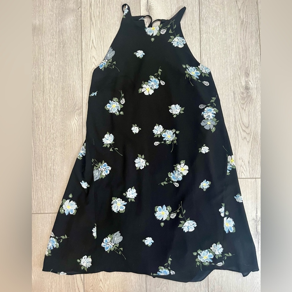 Mossimo black dress blue floral racer back dress